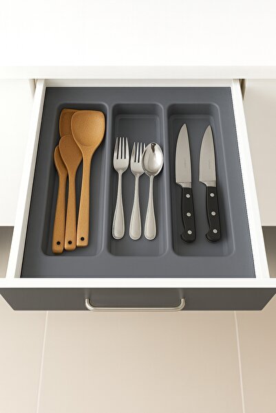 MEGAHOME STORE 42x49 cm Çekmece içi Gri Kepçelik Organizer ( 38x40 cm e kadar...