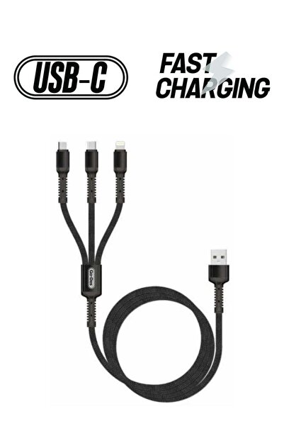 Go-Des 3in1 Fast charging Data cable type C ios and Micro Usb 3A, 1.2M GD-UC511