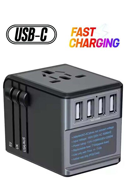 REBENUO RCP262 Universal Travel Adapter – 4 Super-Speed USB Ports, Type C Pow...