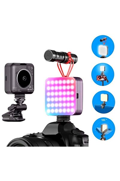 ELTRAZONE ضوء فيديو D12S بـ 108 مصباح LED RGB، 360 درجة °   ألوان كاملة، 2000...