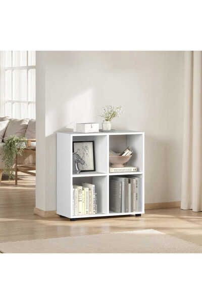Adore Biblioteca Joasa Cubic, Alb - Stejar, 70x72x30 cm