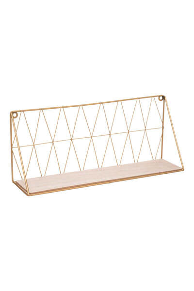 Adore Raft de perete Anneza, Metal si MDF, 48x12x20 cm - -Auriu