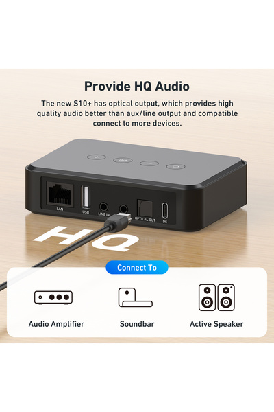 ARYLIC جهاز S10+ واي فاي وبلوتوث 5.0 متعدد الوظائف (مضخم صوت/مستقبل/جهاز بث)