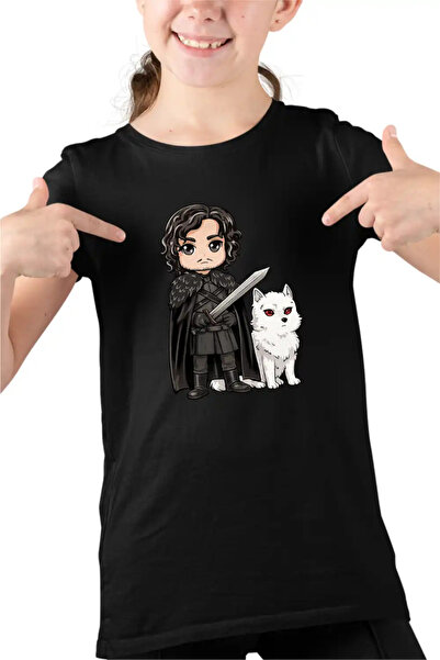 OEM Tricou Copii Fete Game of Thrones Jon Snow Ghost Wolf
