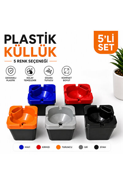 ibrahimdip Plastik Küllük Masaüstü Rüzgar Korumalı Sigara Küllüğü 5 Renk Seçe...