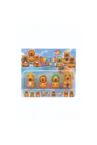 OEM Set 4 Figurine Capybara Splat, Multicolor