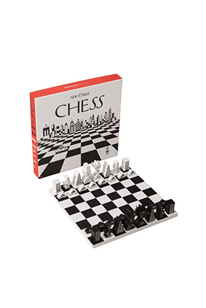 PRINTWORKS Set de șah Chess NY, x The New Yorker, Ediție limitată, negru/alb