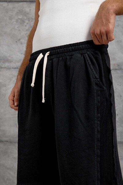 NOMARC Pantaloni scurți pentru bărbați NMRC YIKAMALI Negri Oversize Casual 3 fire fără fir de bumbac