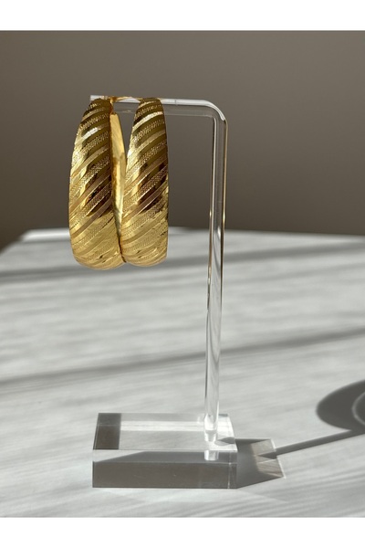 BERFACCESSORIES أقراط دائرية كبيرة الحجم من النحاس المخطط