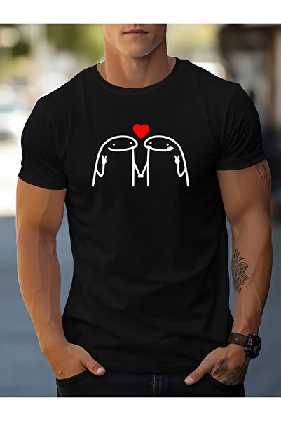 BASEPULSE 1 تي شيرت رجالي مطبوع عليه "Stick Figure In Love" |   قميص صيفي كاج...