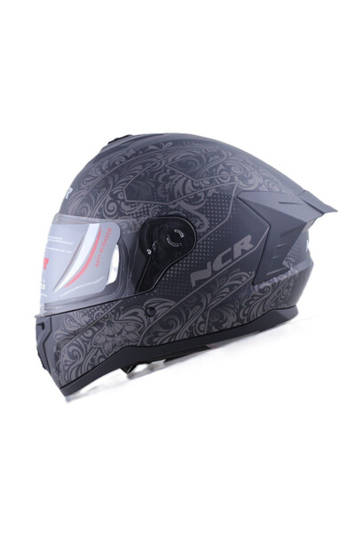 NCR KASK KAPALI M70 ECE SERTİFİKALI- MAT SİYAH BEYAZ GRAFİK