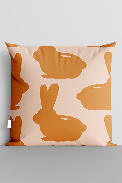 TicaretJet غطاء وسادة مطبوع رقميًا على الوجهين من Orange Rabbits - 5710