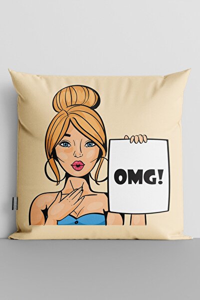 TicaretJet غطاء وسادة وسادة مطبوع رقميًا مزدوج الجوانب من Popart للسيدات Omg ...