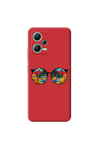 Other Xiaomi Redmi Note 12 Pro 5G Round Glasses Red Colored Silicone TPU Θήκη