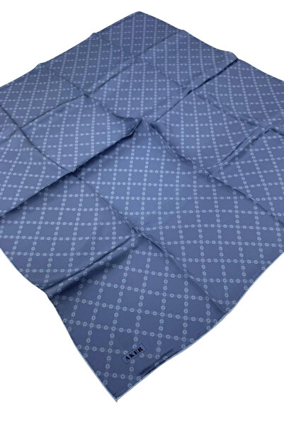 Aker Sura Silk Patterned Scarf 9152701 Monogram 323-Indigo