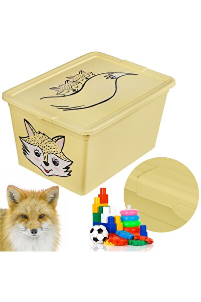 EDANTI Cutie de jucării din plastic cu capac, 15 L, cu închidere, pentru came...