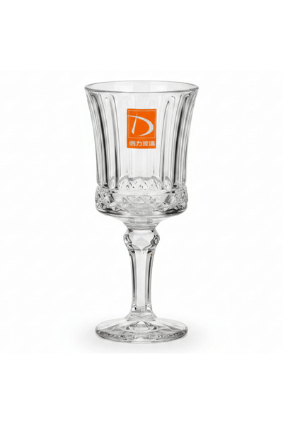Deli Crystal Footed Stem Glass 160 ml | Faceted Ribbed Design