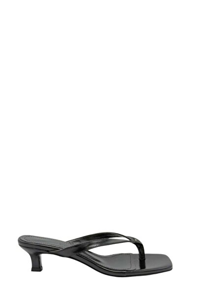 Moulin Shoes Black Flip-Flop Heeled Women's Slippers