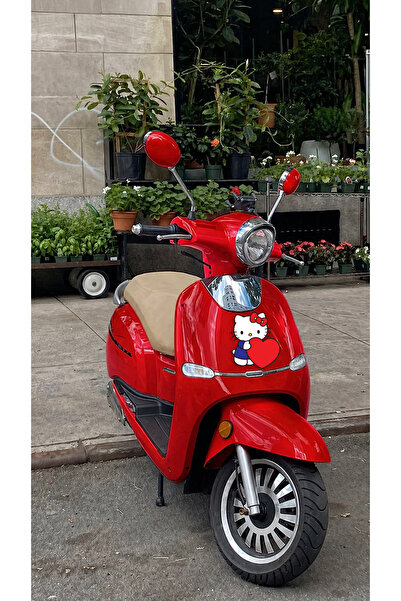 DRN DİZAYN Hello Kitty Kalpli Scooter Sticker – Dekoratif Motosiklet & Scoote...