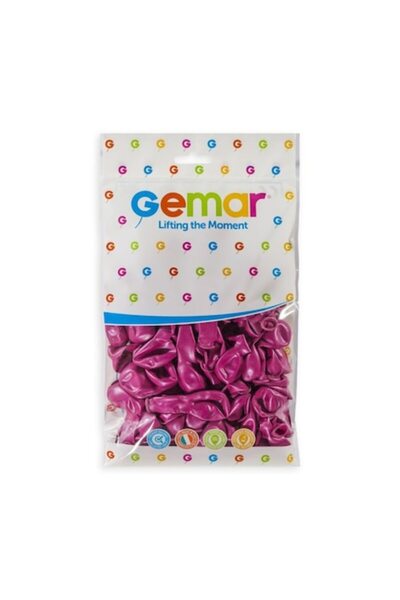 Gemar Set de 100 baloane din latex, AM50, Fucsia metalizat