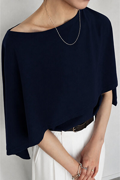 COOL TARZ Women's Boat Neck Cape Detailed Loose Fit Stylish Office and Event ...