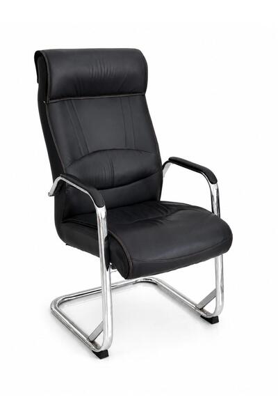 concent Office Chair, Leather, Fixed, Black Color