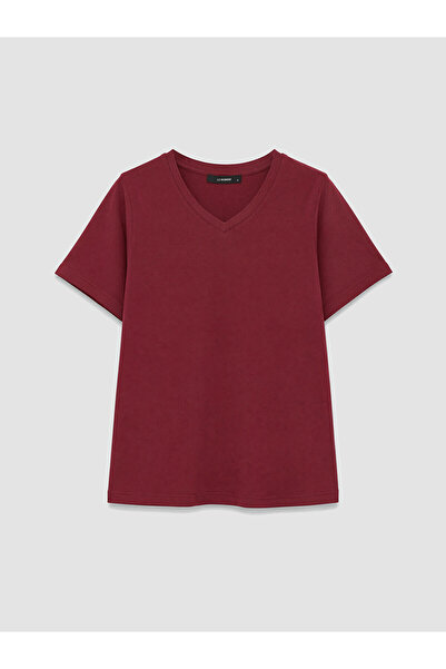 LC Waikiki Nevavm with Difference V-Neck 100% Cotton Women's T-Shirt