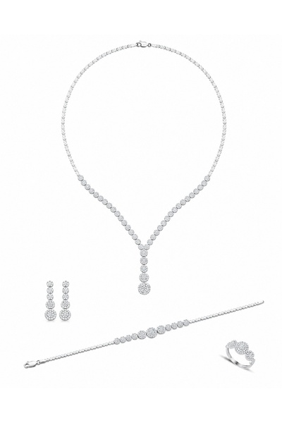 925 Ayar Gümüş Yuvarlak Kesim Düğün Set