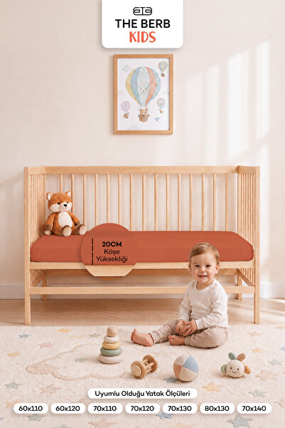 The Berb %100 Pamuk Penye Lastikli Bebek Çarşafı | Park Yatak , Beşik, Anne Yanı | 60x110, 60x120, 70x110, 70x120, 70x130, 80x130, 70x140