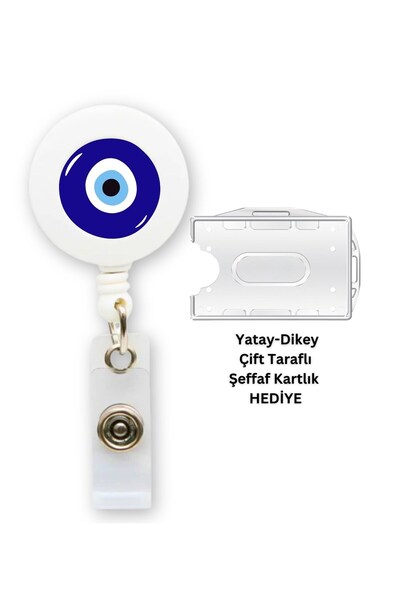 doktorbonem Evil Eye Bead Drop Sticker Yoyo Id Badge Holder Horizontal Vertic...