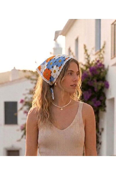 destini Women's Knitted Bandana Hair Bandana Waist Bandana Granny Square Bandana