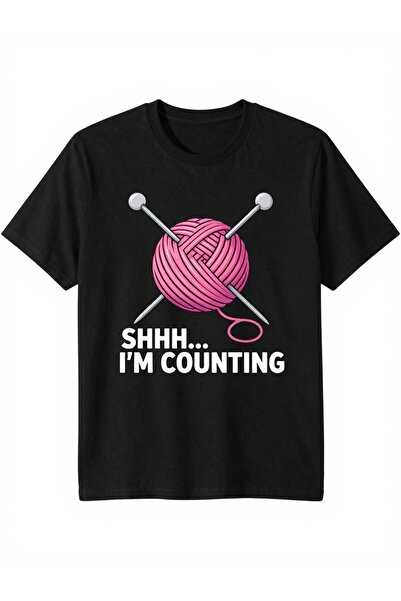 2mcup تي شيرت بطباعة 'Funny Saying Knitting Needles Mesh Counting'، مناسب للر...
