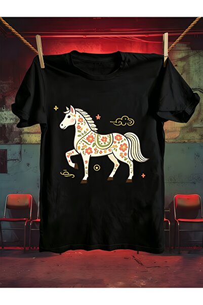 212Wear Men's Pure Cotton Short-Sleeve T-Shirt with Horse Print Design - Soft...