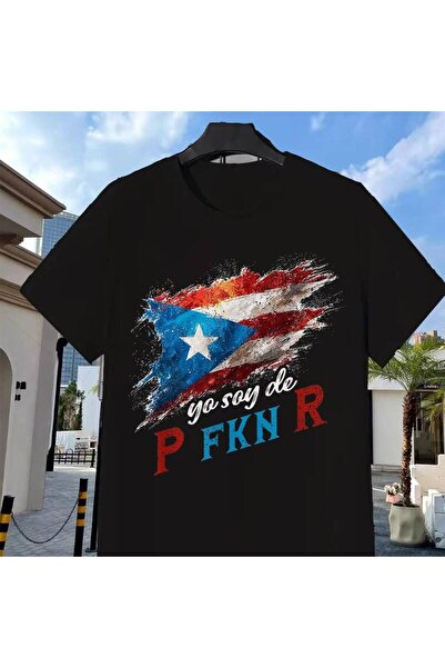 12 Teknoloji Rico T-Shirt Black with Puerto Rican Flag Yo Soy De P Fkn R Text...