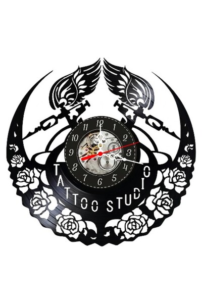 OEM Ceas de perete decorativ din disc de vinil, model Studio de Tatuaje / Sal...