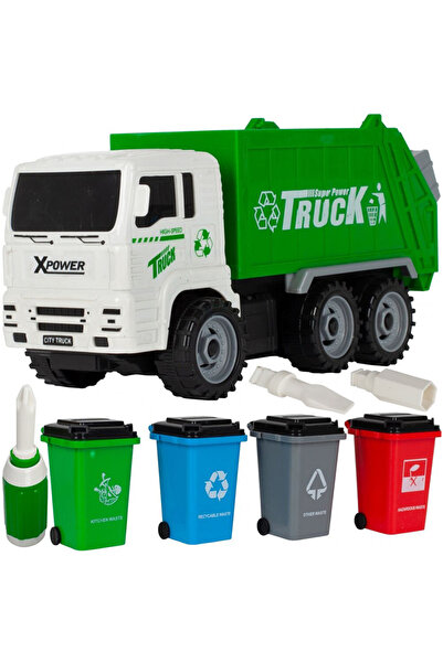 MalPlay Camion de gunoi de jucărie pentru colectare selectivă - cu șurubelniț...