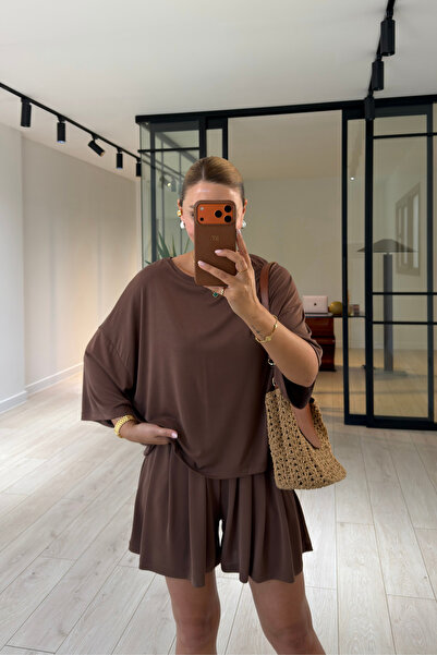 Sezgi Tekin Coffee Oversize Modal Tshirt