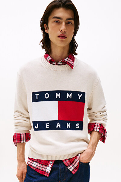 Tommy Jeans 100% قطن بقصة عادية وياقة دائرية وشعار للرجال سويت شيرت DM0DM2210...