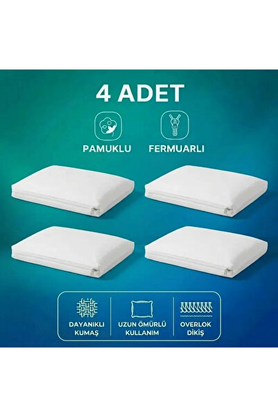 VELANORA HOME 4 قطع من أغطية الوسائد القطنية ذات السحاب، غطاء داخلي باللون ال...