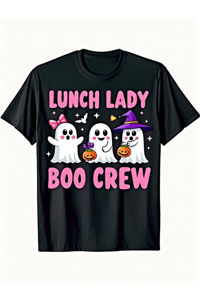 NOURAM Men's Lunch Lady Boo T-Shirt Funny Ghosts, Pumpkin, Witches Hats Stret...