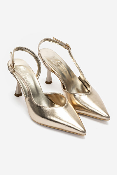 Lizzu Women's Pointed Toe Open Back 8 cm Goblet Heeled Shoes Hary