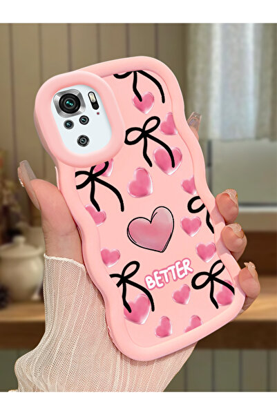 Hontinga Redmi Note 10S Uyumlu Kılıf kamera koruyucu Pembe Silikon Couple Tel...