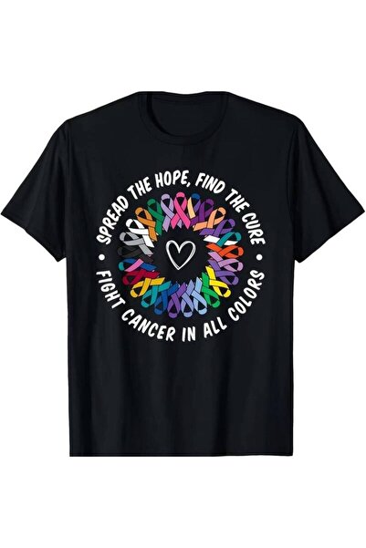 BASEPULSE Good Things to Fight Cancer, Multicolored Flower Ribbons Unisex T-s...