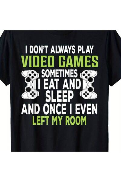 BASEPULSE تي شيرت بطباعة 'I Don't Always Play Video Games' بوزن 180 جرام للمر...