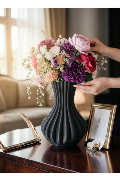 KUKO DESIGN Modern Dekoratif Vazo 15 cm | Minimal Bohem Masa Üstü Çiçek Vazos...