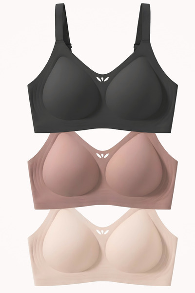 Homay 3-Piece Laser Cut Seamless Bra Set with Drop Detail