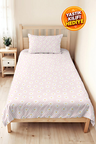 Evimde Bambaşka Daisy Powder Pastel Girl's Pique Set-Floral White Yellow Baby...