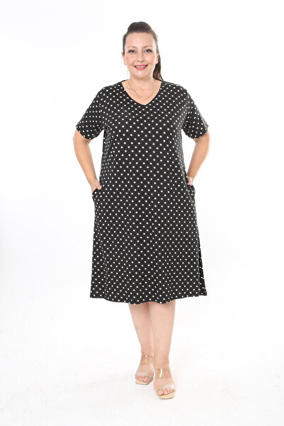 XL Modam Women's Polka Dot Lycra Plus Size Dress
