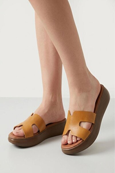 Papuçcity Comfortly 03530 Genuine Leather Women's Orthopedic Daily Slippers