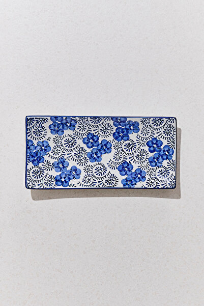 Paşabahçe Anemon Porcelain Rectangular Blue Serving Plate L, Serving Plate, 1...